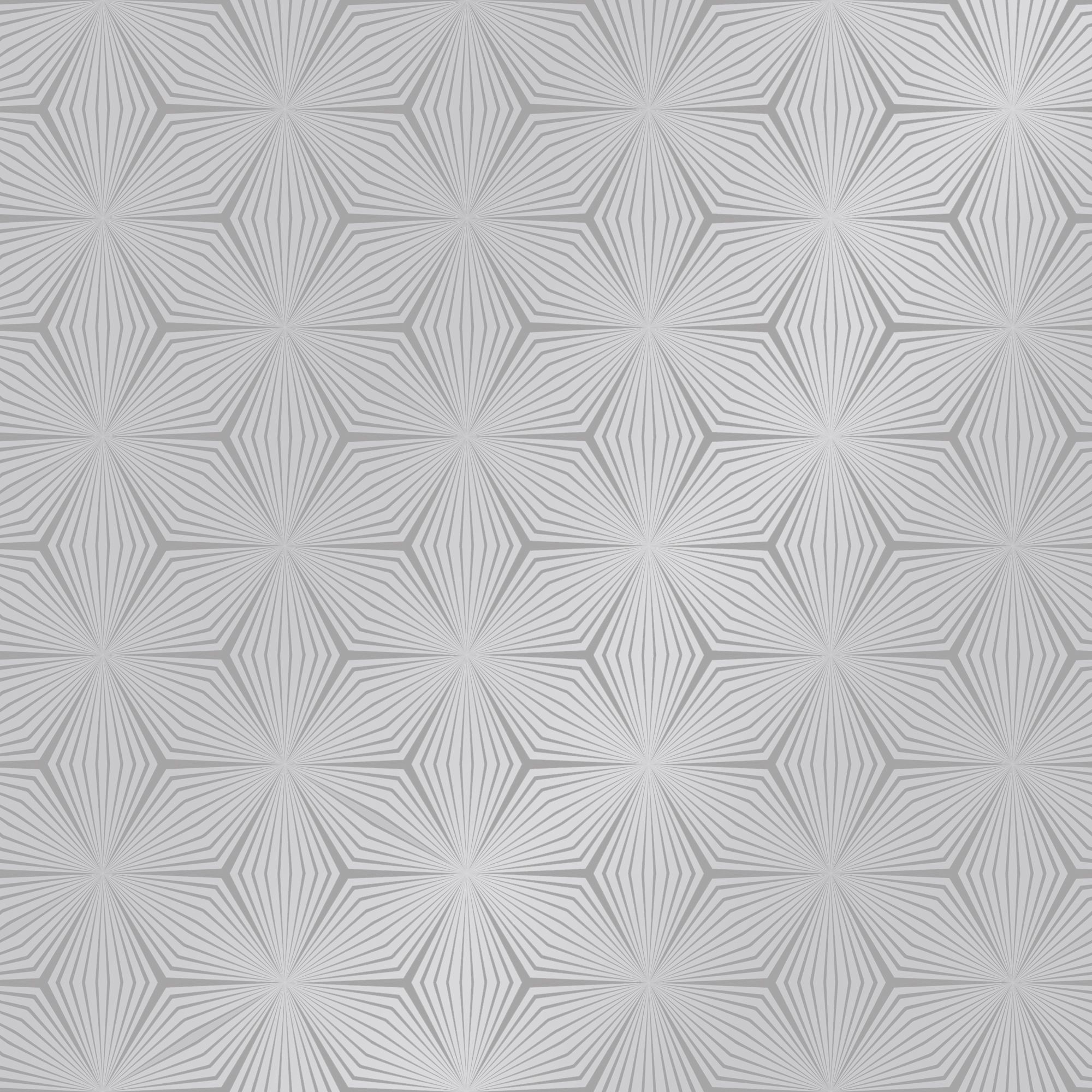 Holden Décor Statement Grey Metallic effect Geometric Smooth Wallpaper Sample