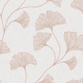 Holden Décor Statement Haruna Beige Floral Metallic effect Smooth Wallpaper Sample