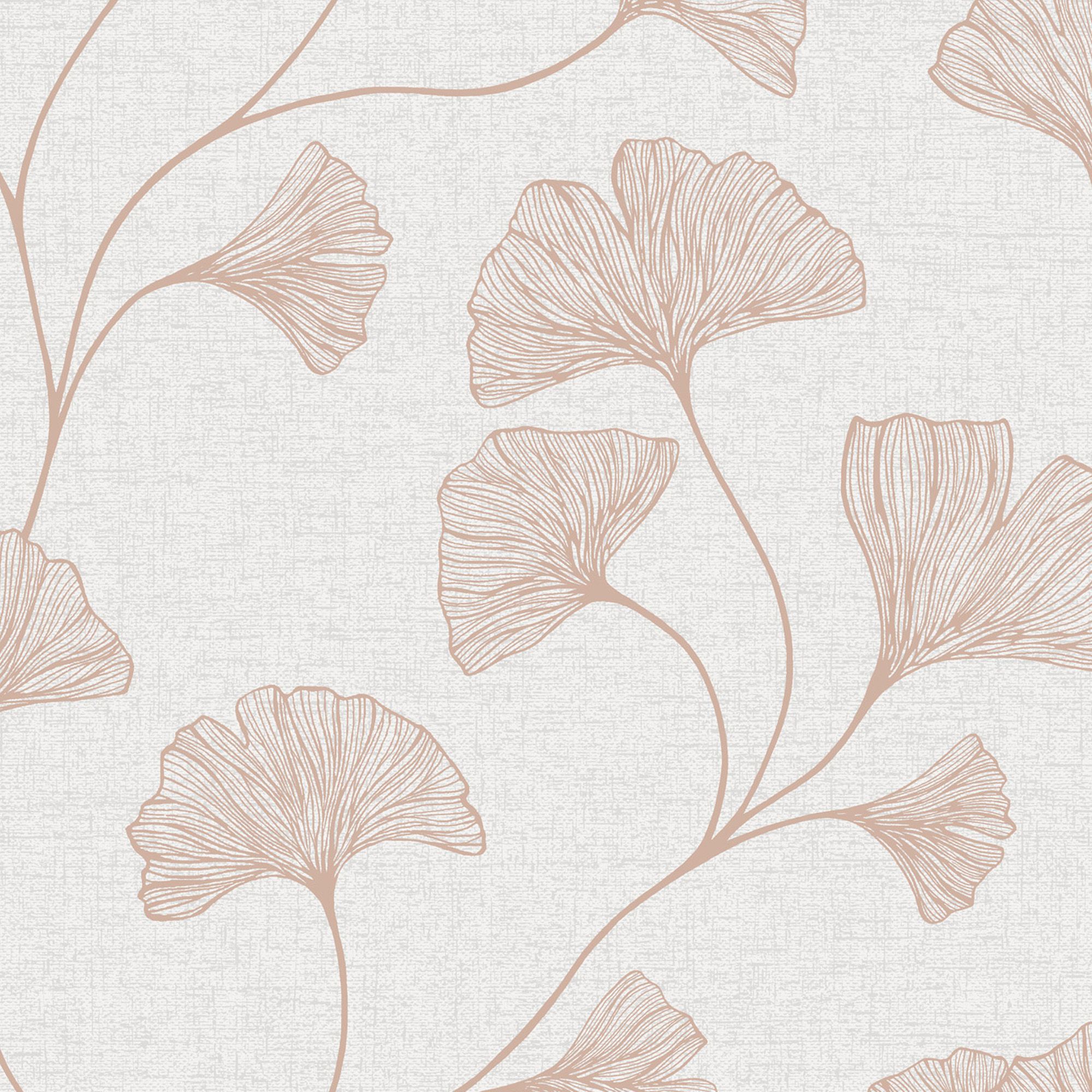 Holden D�écor Statement Haruna Beige Metallic effect Floral Smooth Wallpaper Sample