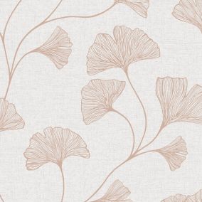 Holden Décor Statement Haruna Beige Metallic effect Floral Smooth Wallpaper Sample