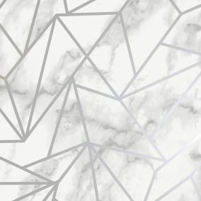Holden Décor Statement Jantis Grey Geometric Metallic effect Smooth Wallpaper Sample