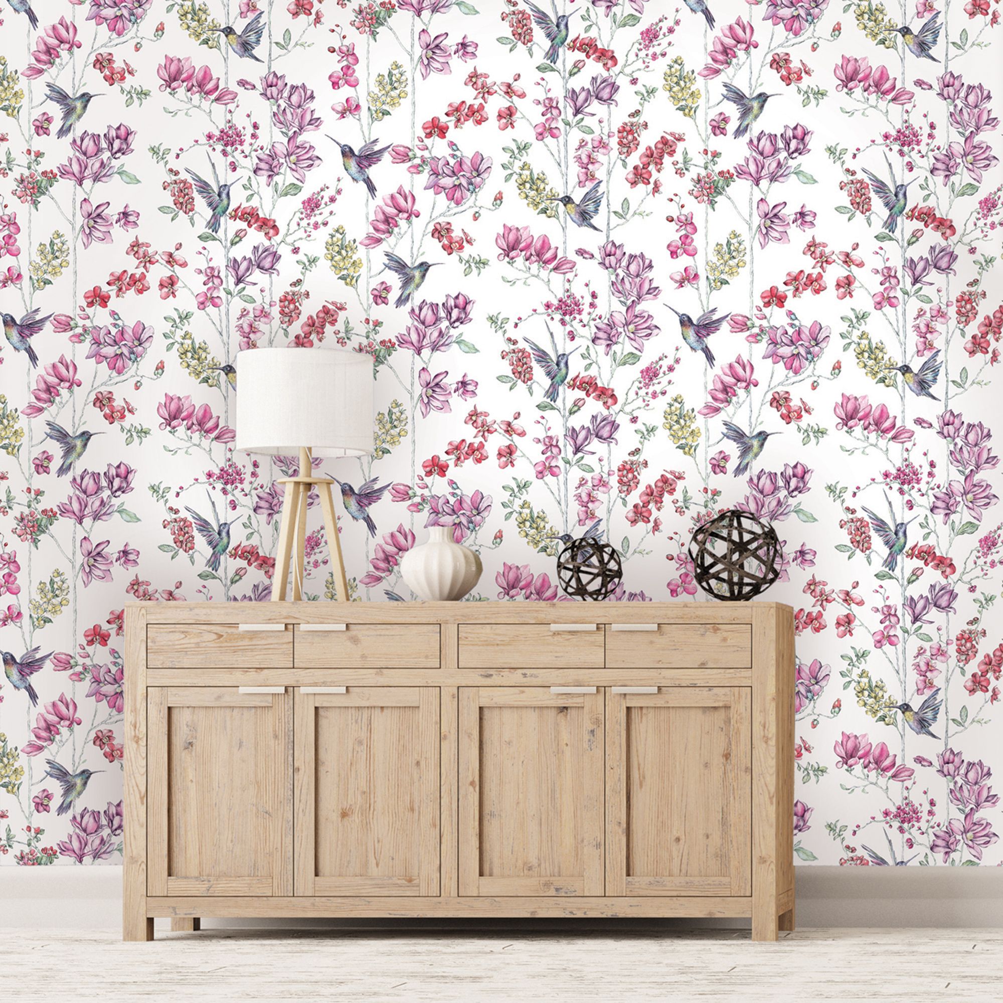 Holden Décor Statement Multicolour Floral & birds Smooth Wallpaper Sample