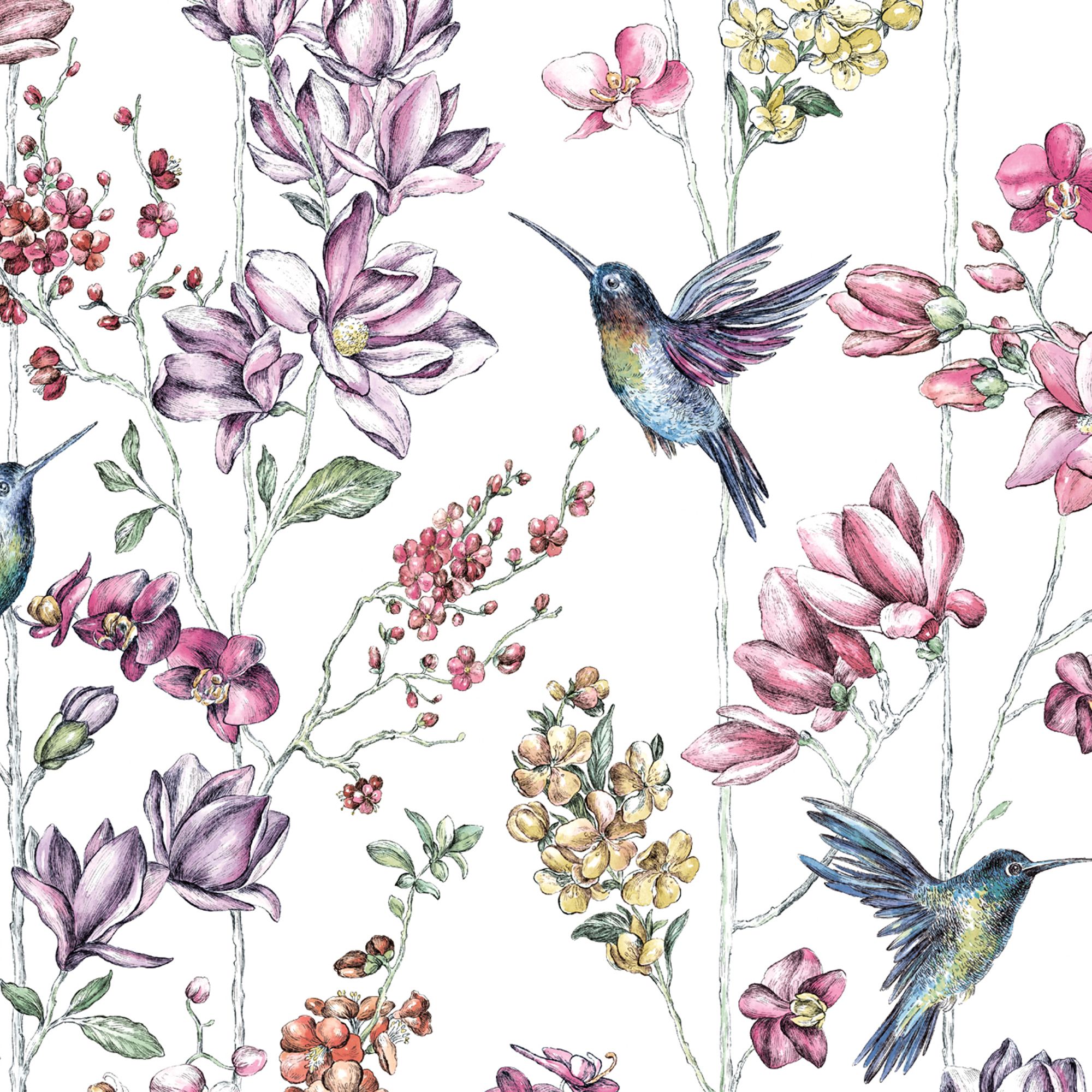 Holden Décor Statement Multicolour Floral & birds Smooth Wallpaper Sample
