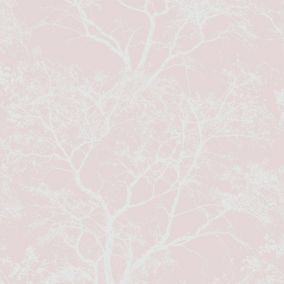Holden Décor Statement Whispering Pink Tree Glitter effect Textured Wallpaper Sample