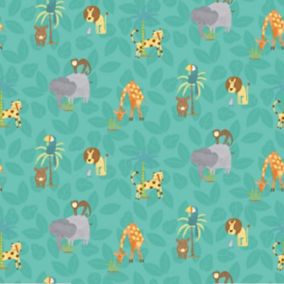 Holden Décor Teal Jungle animals Smooth Wallpaper Sample
