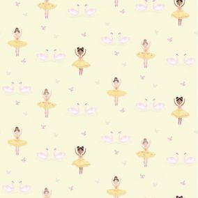 Holden Décor Yellow Ballerina Glitter effect Smooth Wallpaper Sample