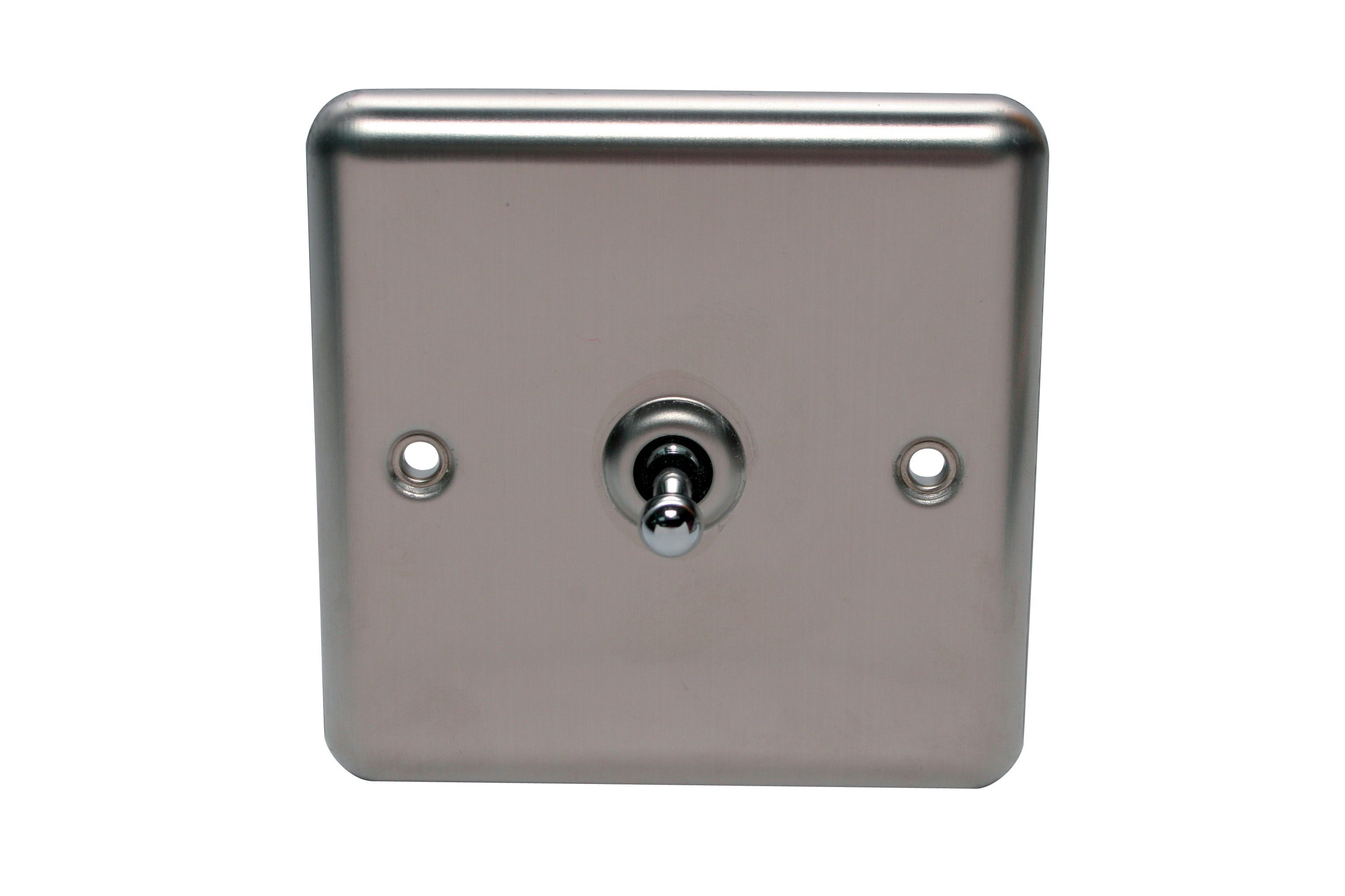 Holder 10A 2 way 1 gang Light Switch Satin Stainless steel effect