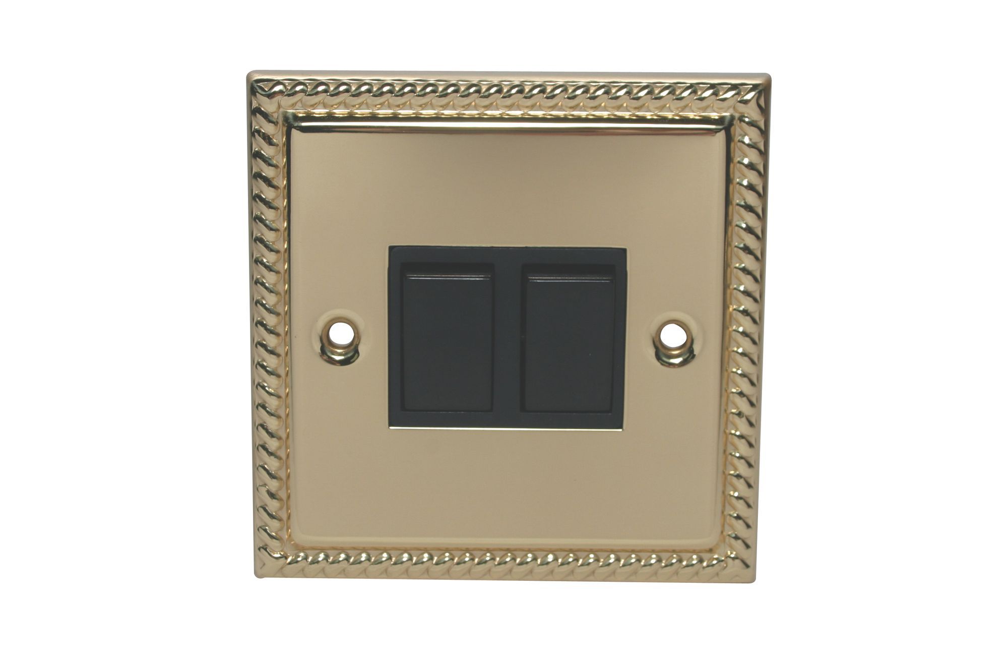 Holder 10A 2 way 2 gang Light switch Gloss Brass effect