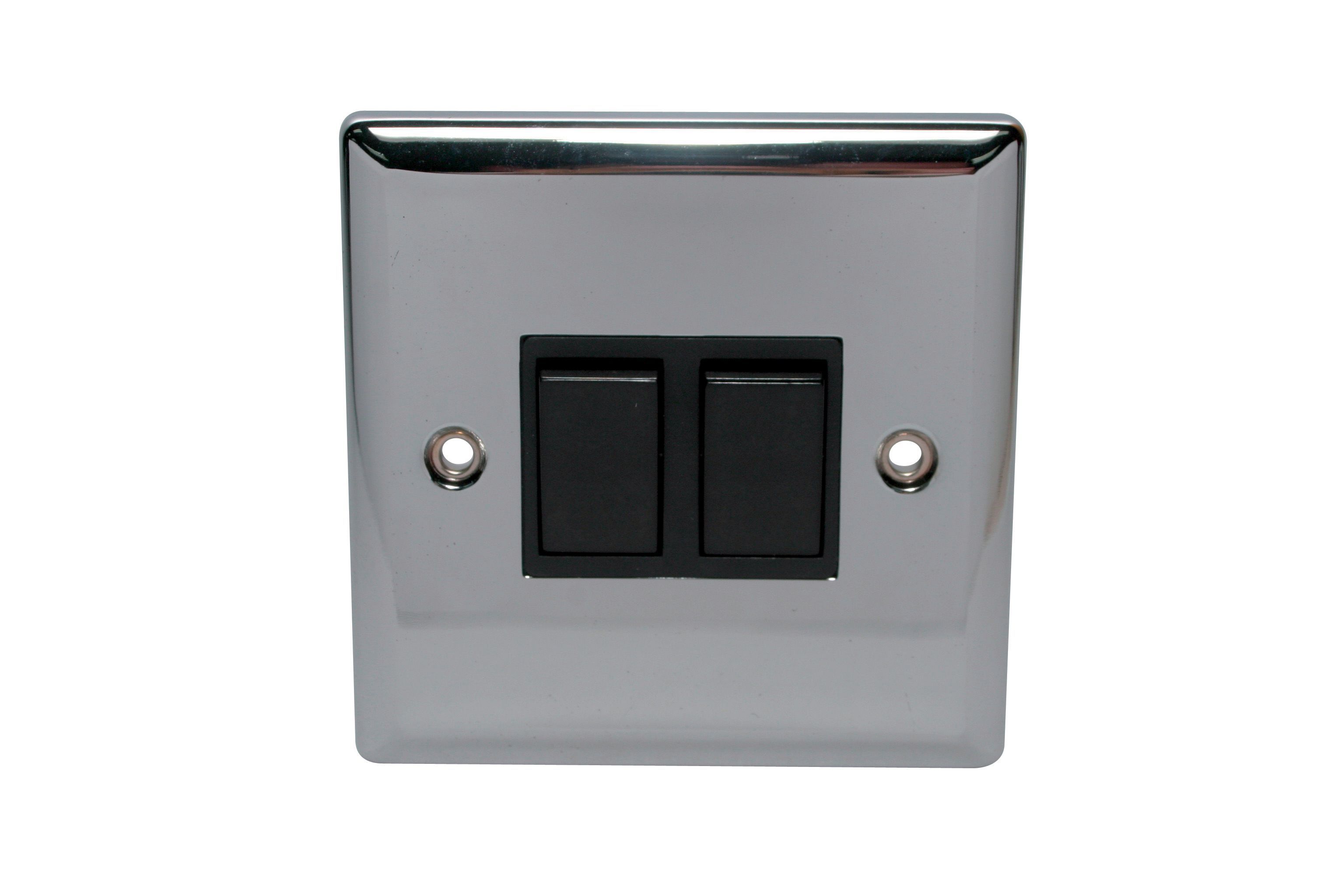 Holder 10A 2 way 2 gang Toggle switch Gloss Chrome effect
