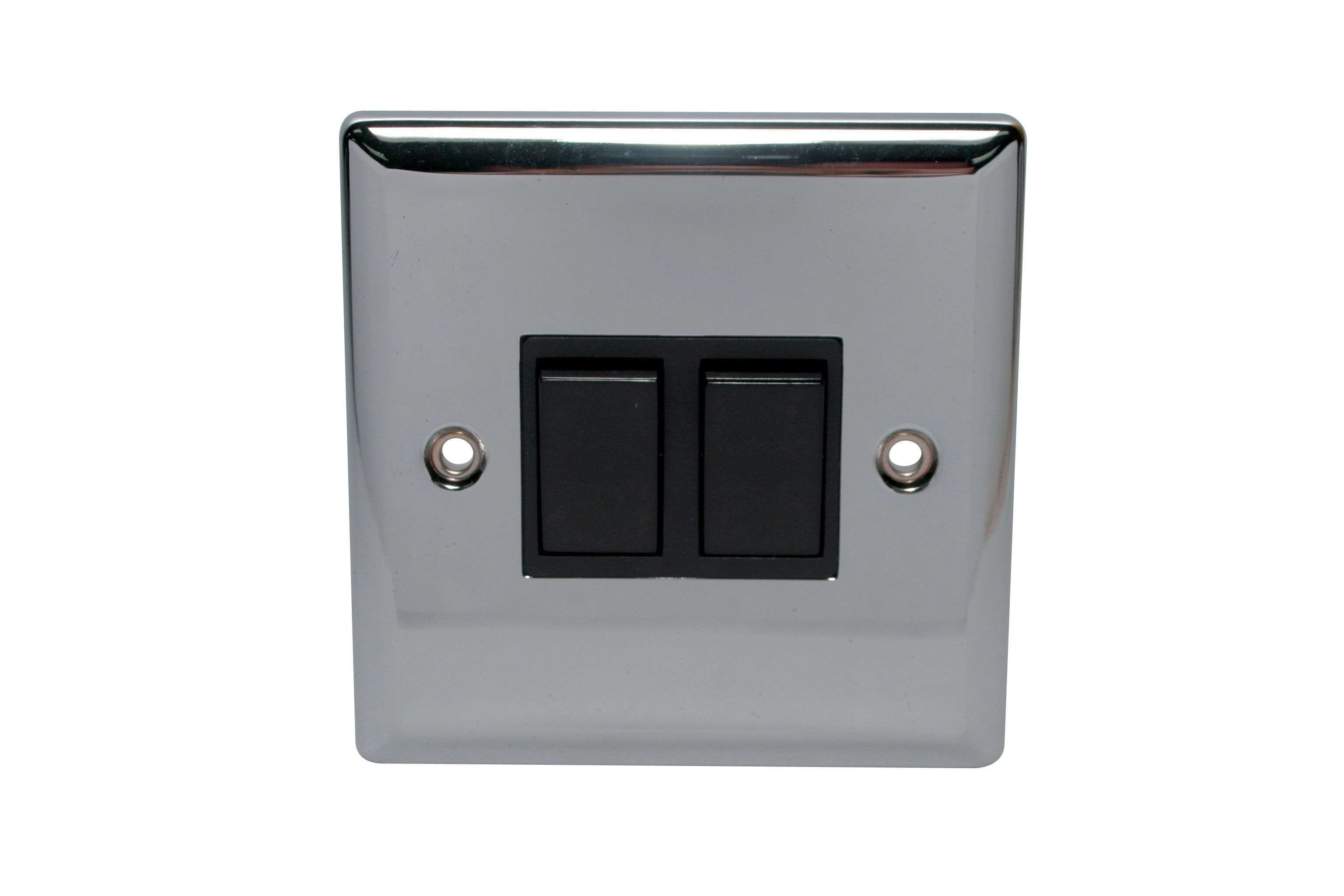 Holder 10A 2 way Chrome effect Double light Switch
