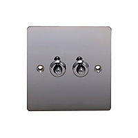 Holder 10A 2 way Polished black nickel effect Double Toggle Switch
