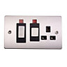 Holder 45A Stainless steel effect Switched Cooker switch & socket