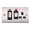 Holder 45A Stainless steel effect Switched Cooker switch & socket