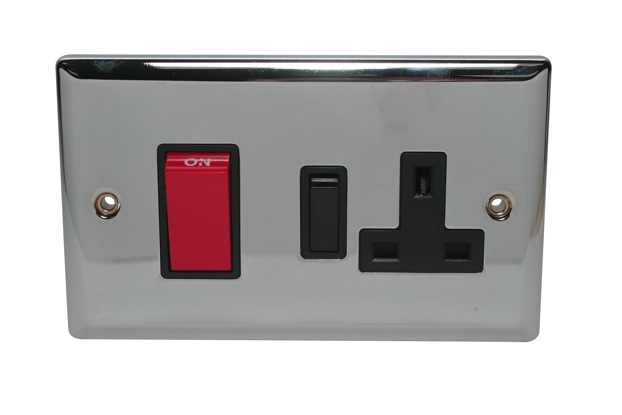 Holder Black Chrome Cooker switch & socket & Black inserts