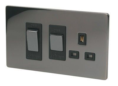 Holder Black Iridium Cooker switch & socket & Black inserts