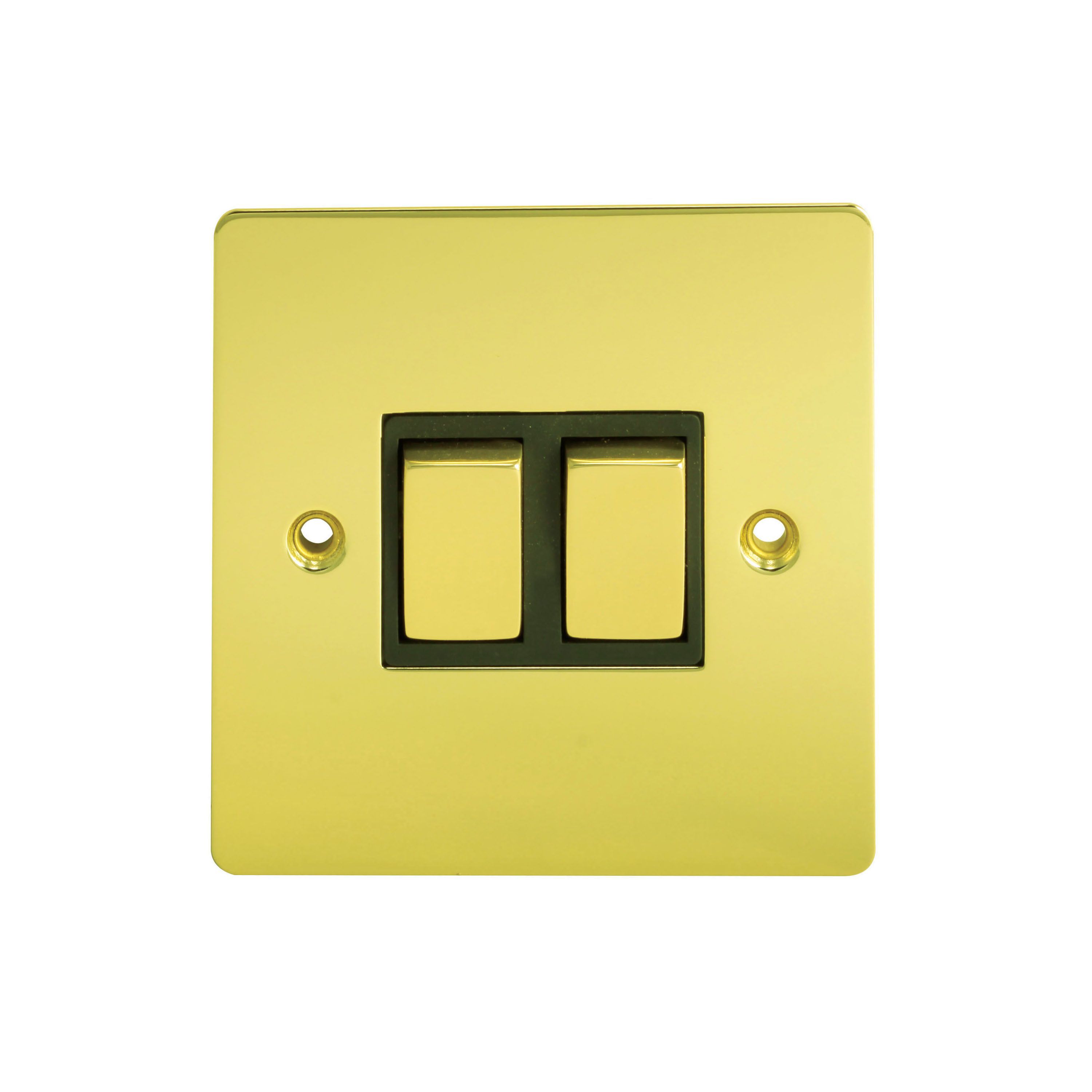 Holder Brass 10A 2 way 2 gang Flat Light Switch | DIY at B&Q