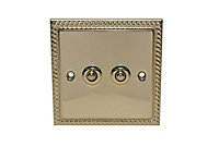 Holder Brass 10A 2 way Raised Double toggle light Switch