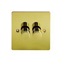 Holder Brass effect Double 2 way Dimmer switch