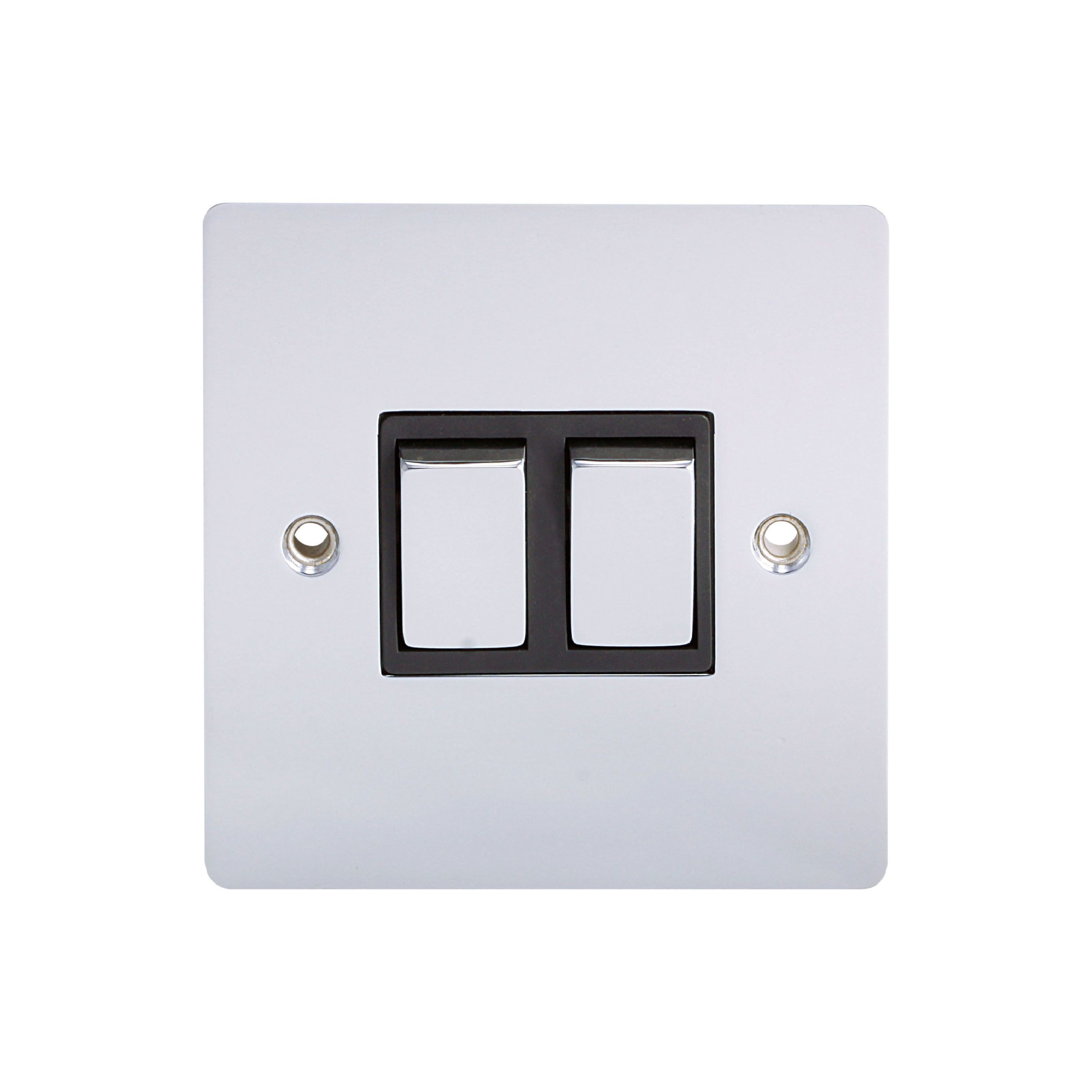 Holder Chrome 10A 2 way 2 gang Flat Light Switch DIY at B&Q