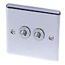 Holder Chrome 10A 2 way Raised Double toggle light Switch