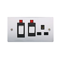 Holder Chrome Cooker switch & socket & Black inserts