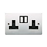 Holder Chrome Double 13A Switched Socket with Black inserts