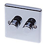 Holder Chrome effect Double 2 way Dimmer switch