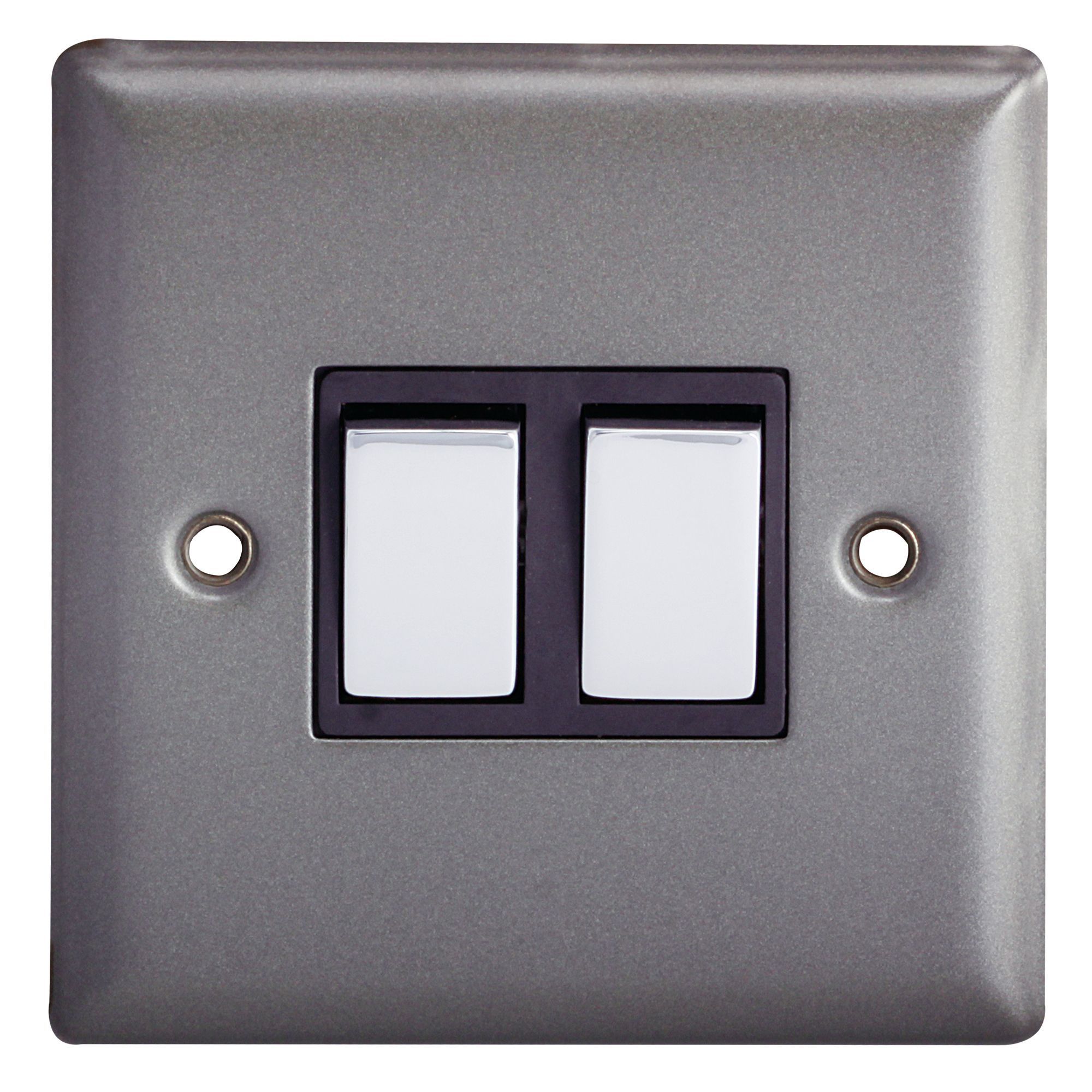 Holder Grey 10A 2 way 2 gang Raised Light Switch