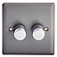 Holder Pewter effect Double 2 way Dimmer switch