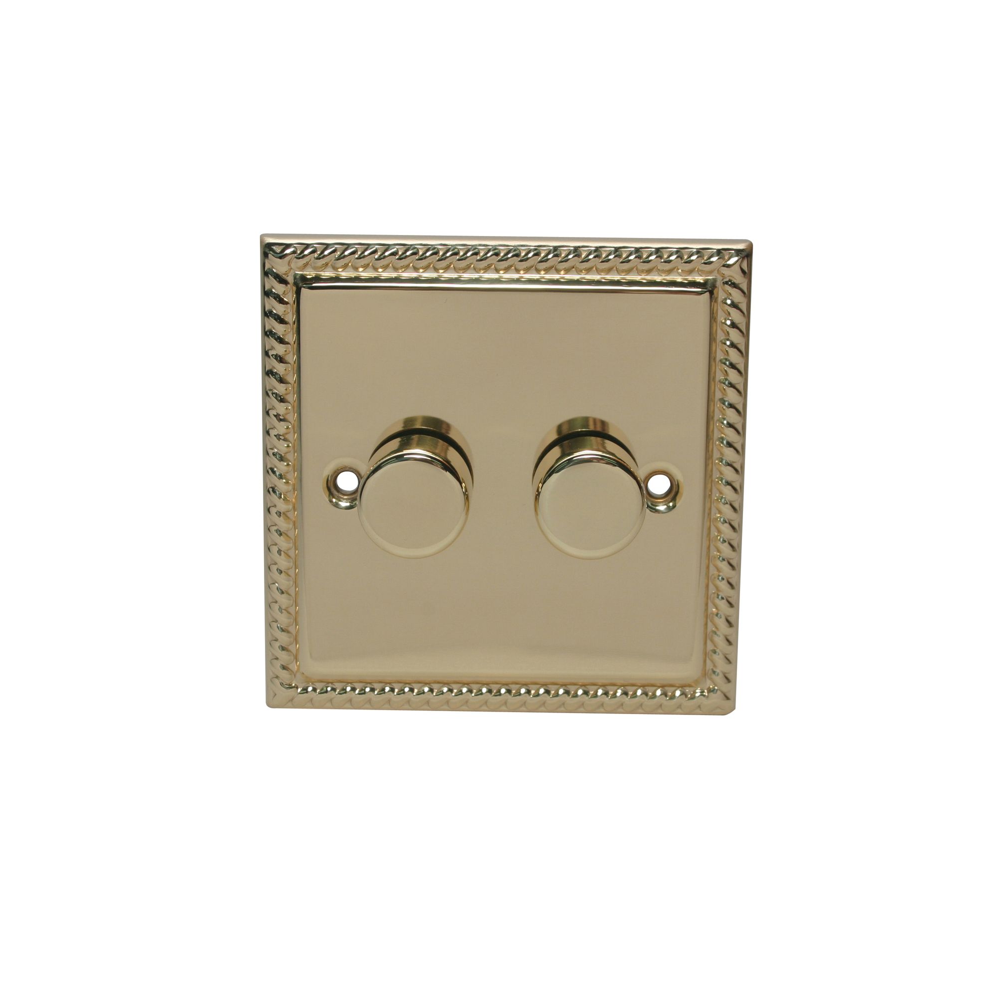 Holder Raised Gloss Gold Brass effect 2 gang profile Double Dimmer switch