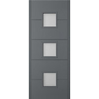 Holma 5 panel Frosted Double glazed Modern Pre-painted Anthracite Timber LH & RH External Front door, (H)2032mm (W)813mm