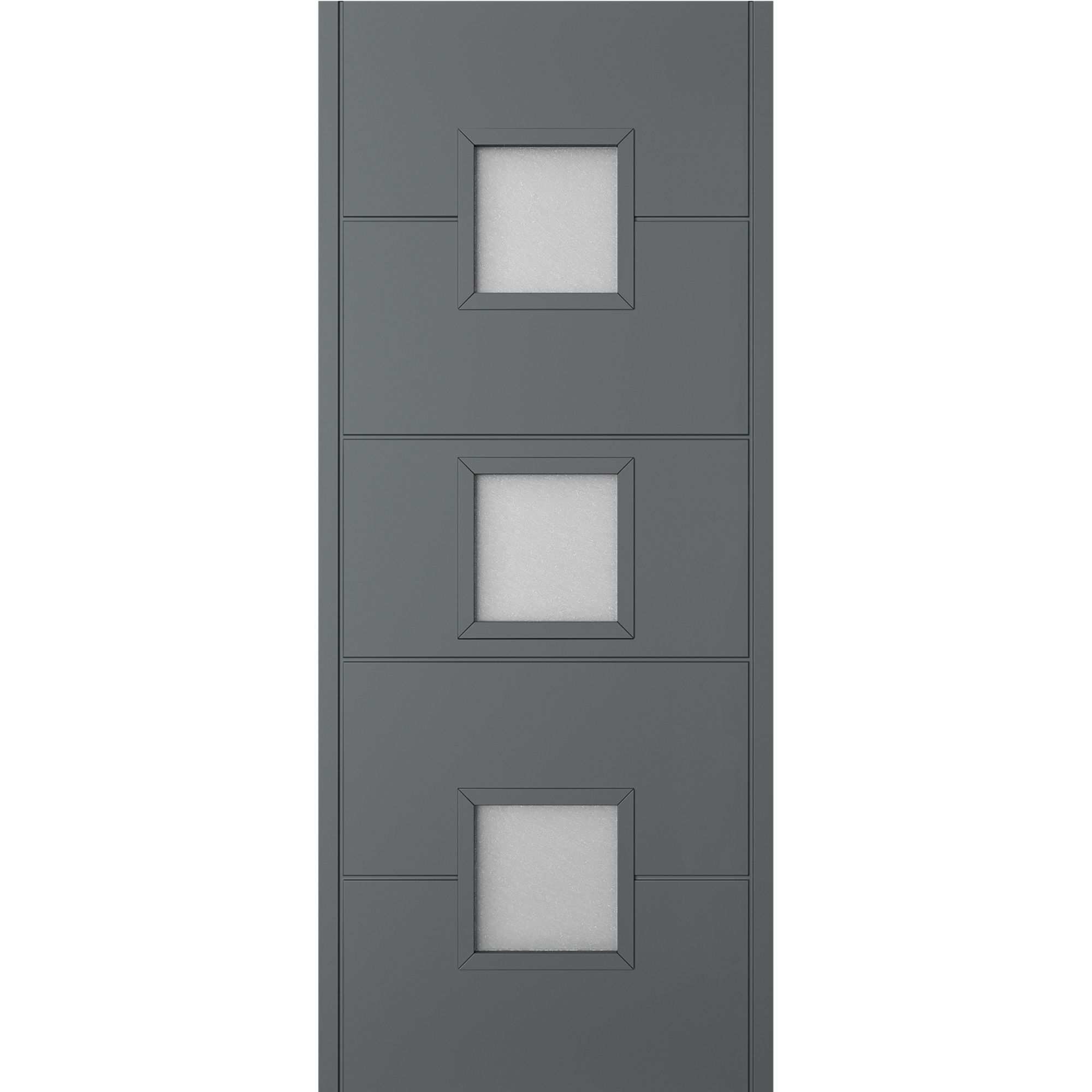 Holma 5 panel Frosted glass Frosted Glazed Shaker Anthracite External Panel Front door, (H)1981mm (W)838mm