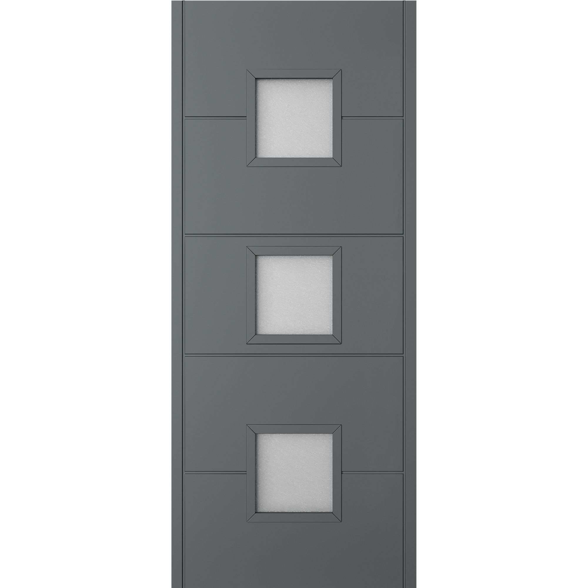 Holma 5 panel Frosted Glazed Shaker Anthracite Composite External Panel Front door, (H)2032mm (W)813mm