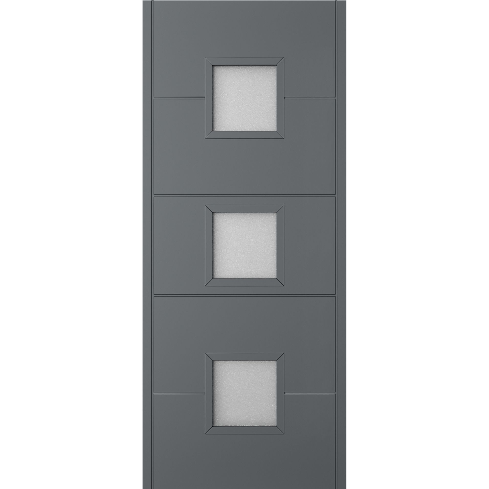 Holma 5 panel Frosted Glazed Shaker Anthracite External Panel Front door, (H)2032mm (W)813mm