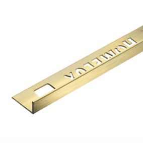 Homelux Polished Light Brushed Gold effect 8mm Straight Aluminium Tile trim, Pack of 1
