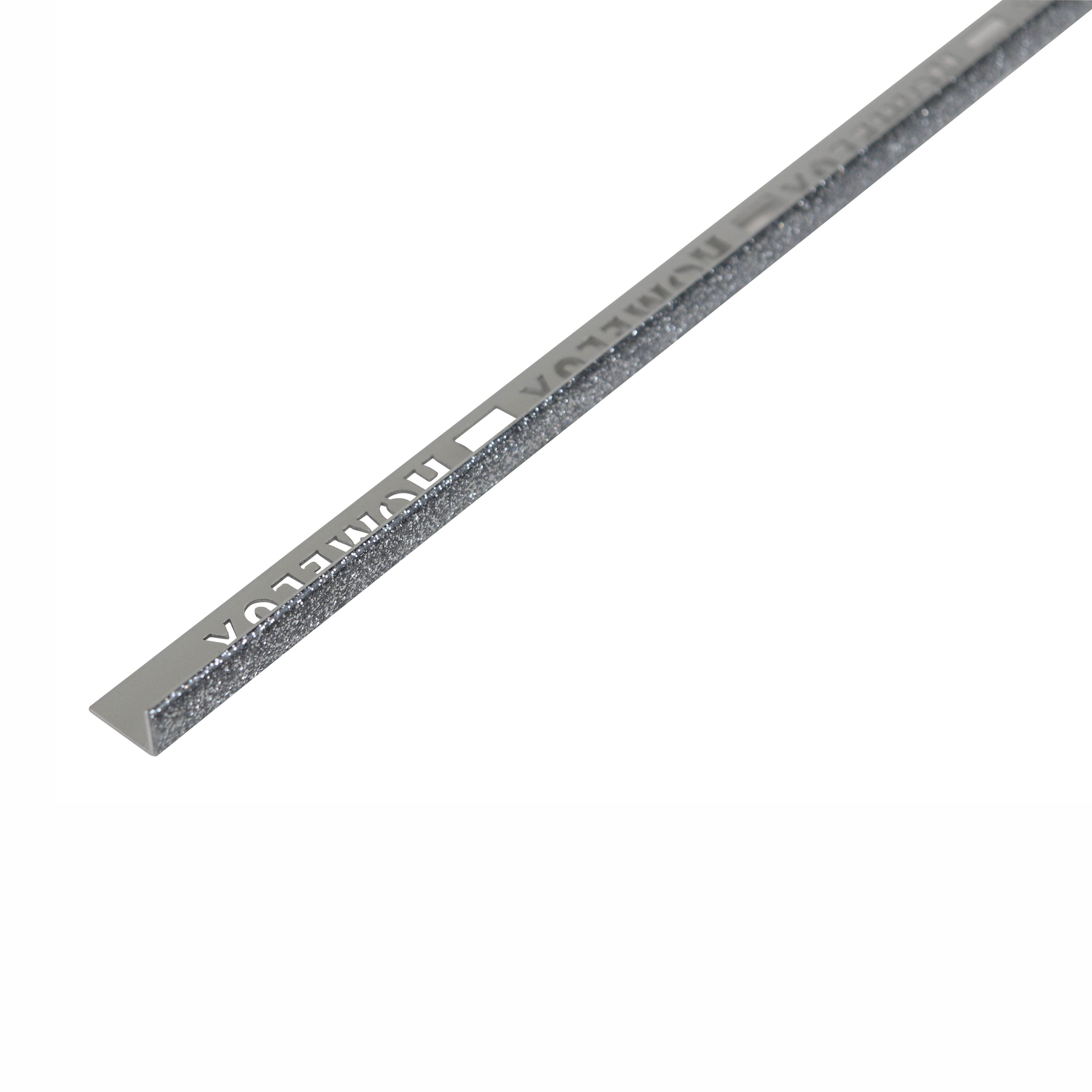 Homelux Polished Silver Glitter effect 10mm Straight Aluminium Tile trim