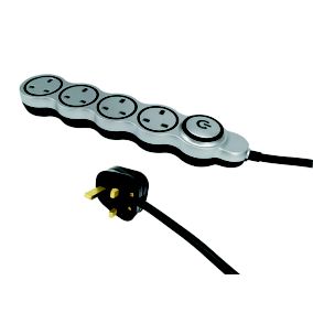 Homepower 4 socket 13A Switched Blue & silver Extension lead, 2m