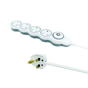 Homepower 4 socket 13A Switched White Extension lead, 2m