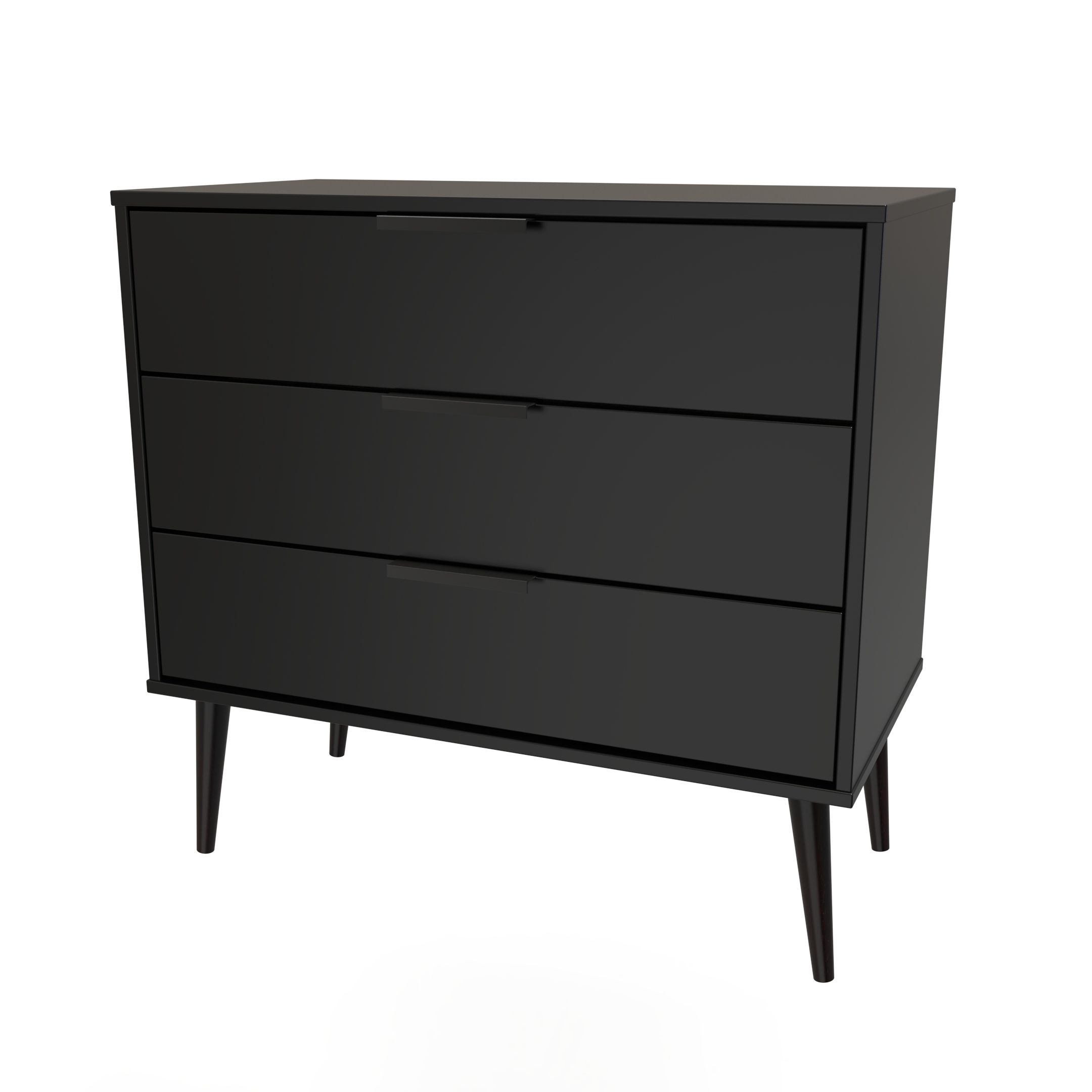 Hong Kong Matt black 3 Drawer Chest of drawers (H)695mm (W)765mm (D ...