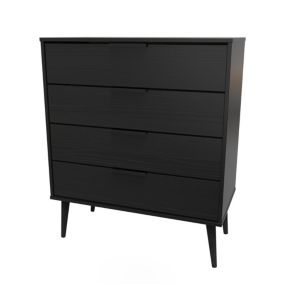 Hong Kong Matt black 4 Drawer Chest of drawers (H)885mm (W)765mm (D)415mm
