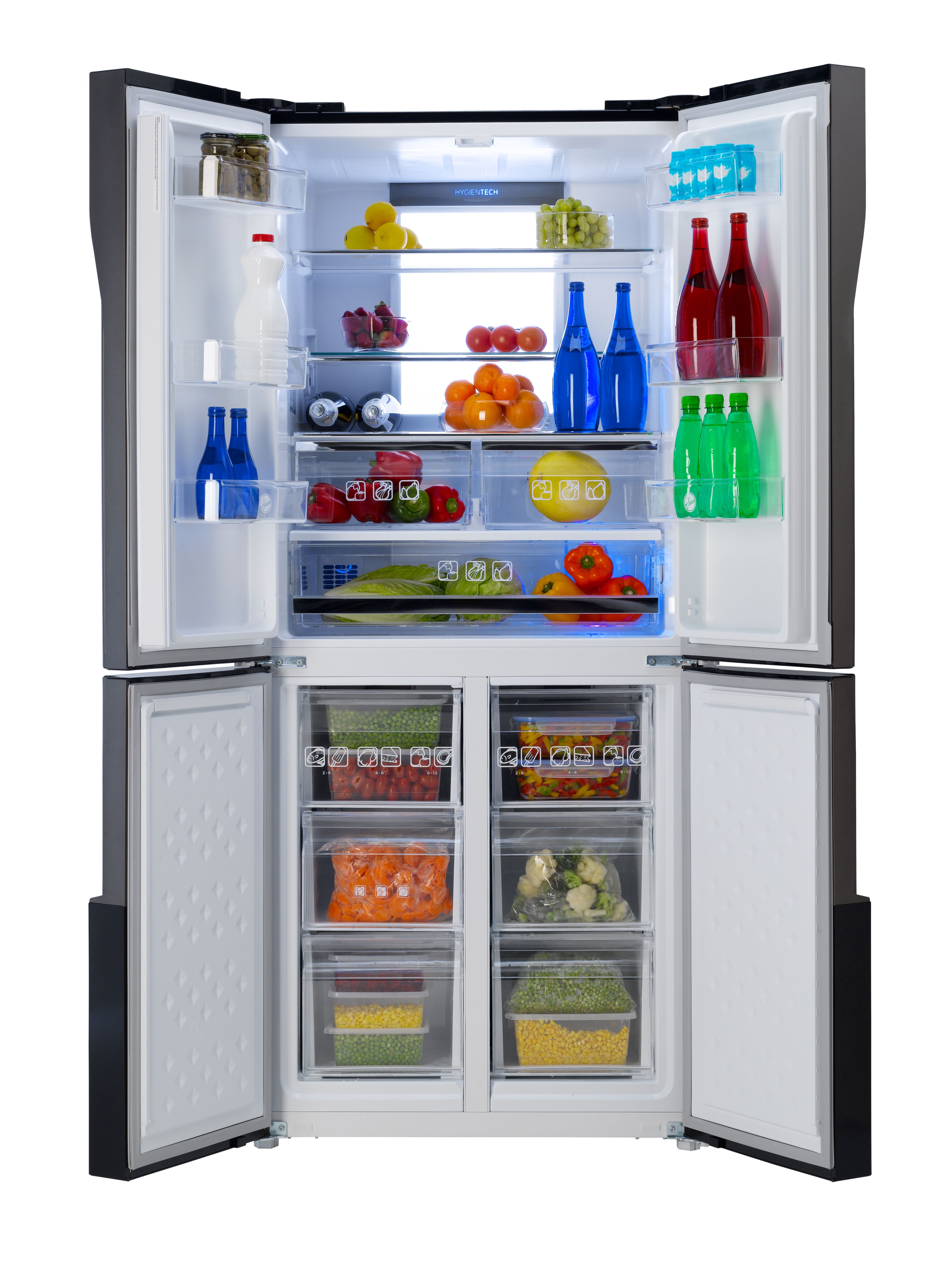 Hoover HFDN 180BK American style Freestanding Frost free Fridge freezer - Black