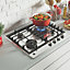 Hoover HHG6BF4K3X 4 Zone Stainless steel Gas Hob, (W)595mm