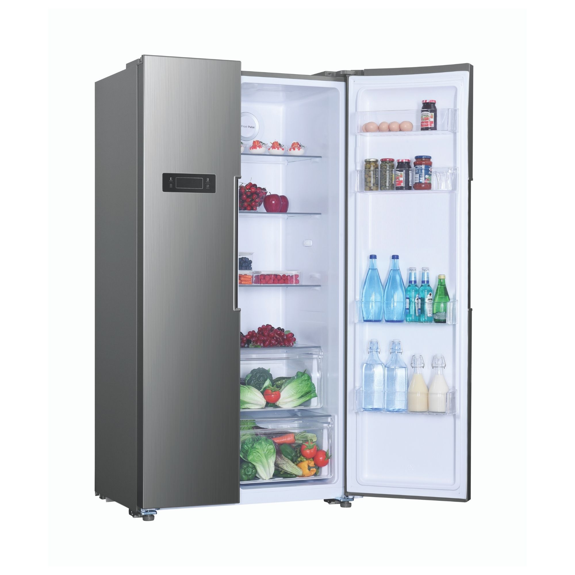 Hoover HHSBSO6174XK American style Freestanding Frost free Fridge freezer - Stainless steel silver effect