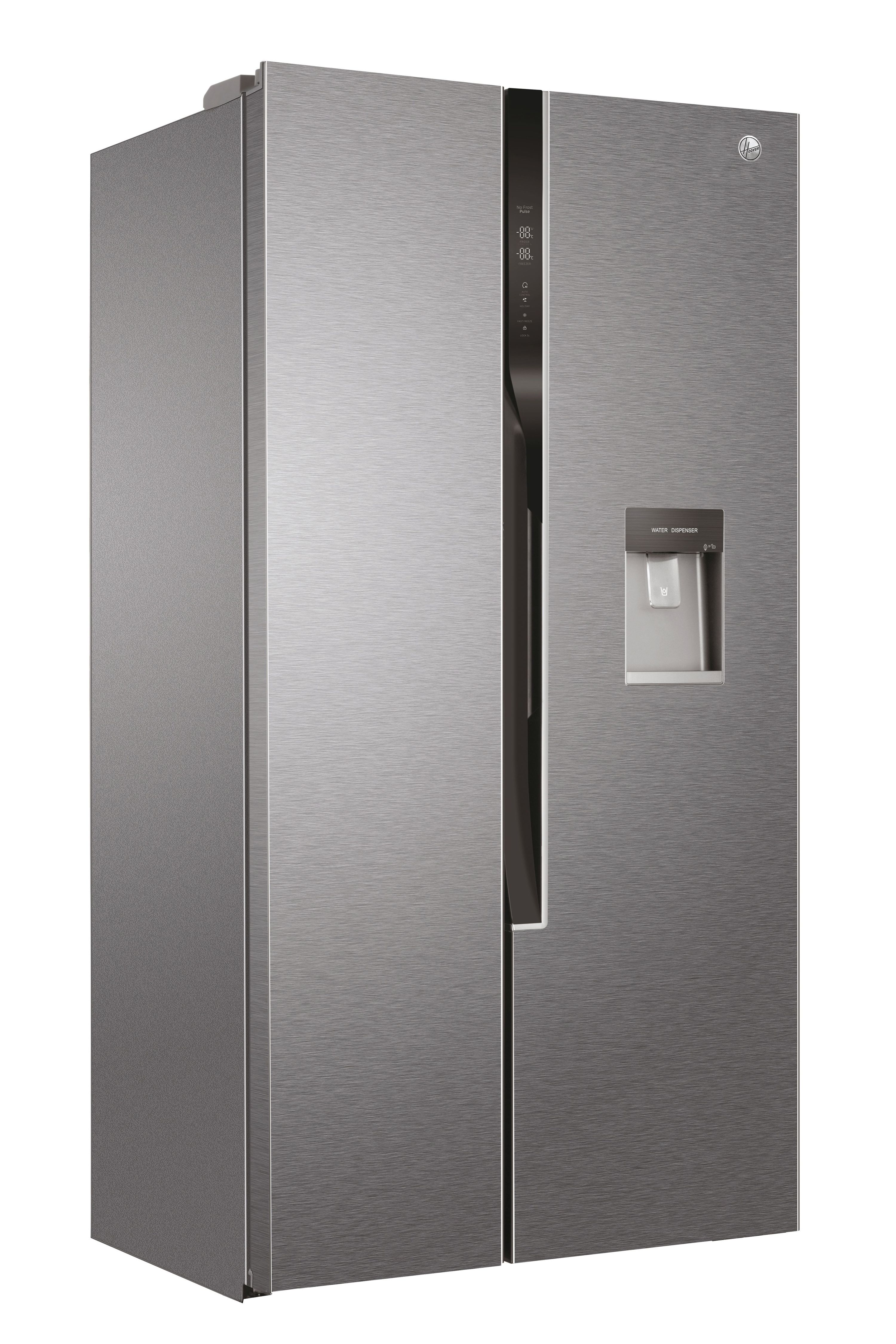 Hoover HHSWD918F1XK 70:30 American style Freestanding Frost free Fridge freezer - Silver effect