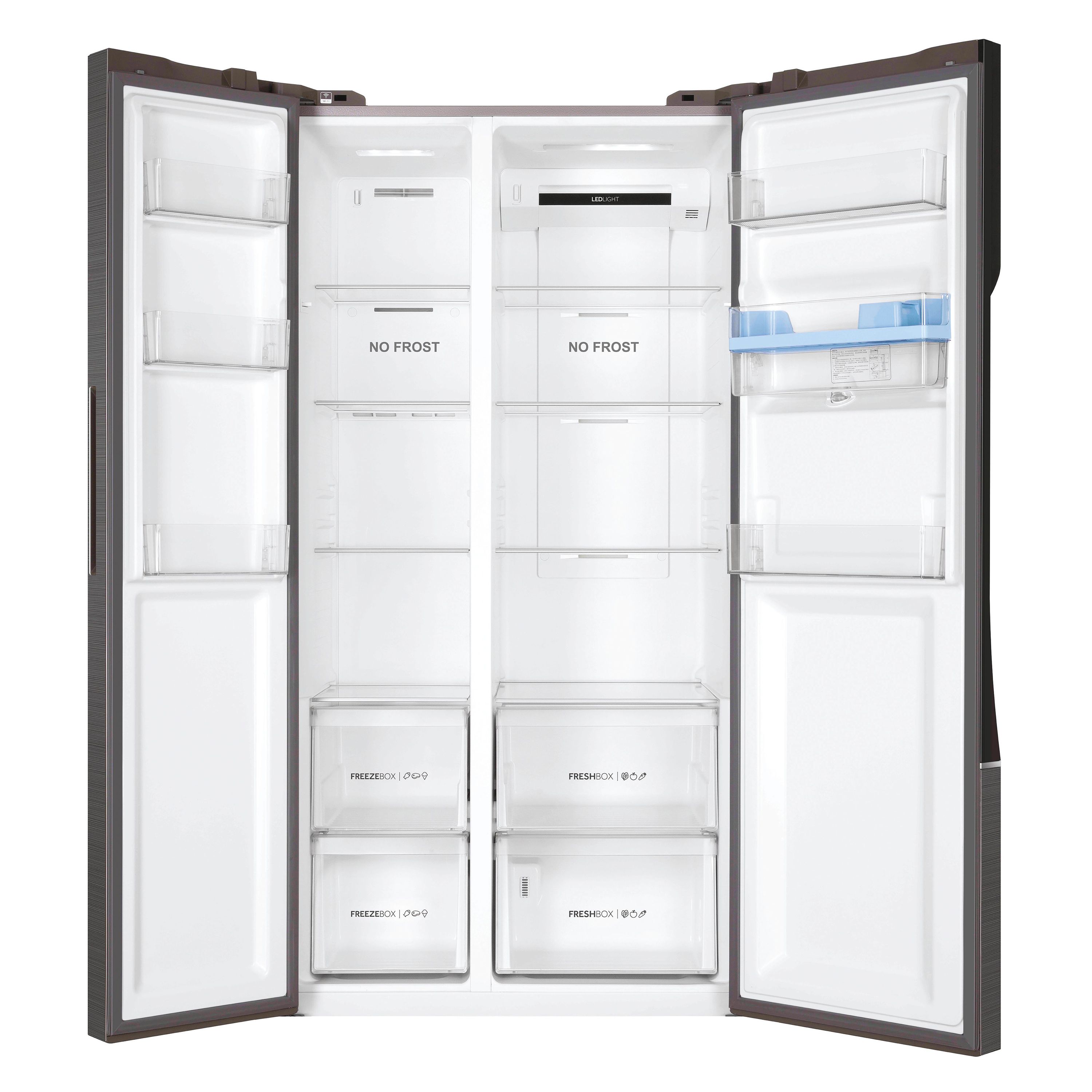 Hoover HHSWD918F1XK 70:30 American style Freestanding Frost free Fridge freezer - Silver effect