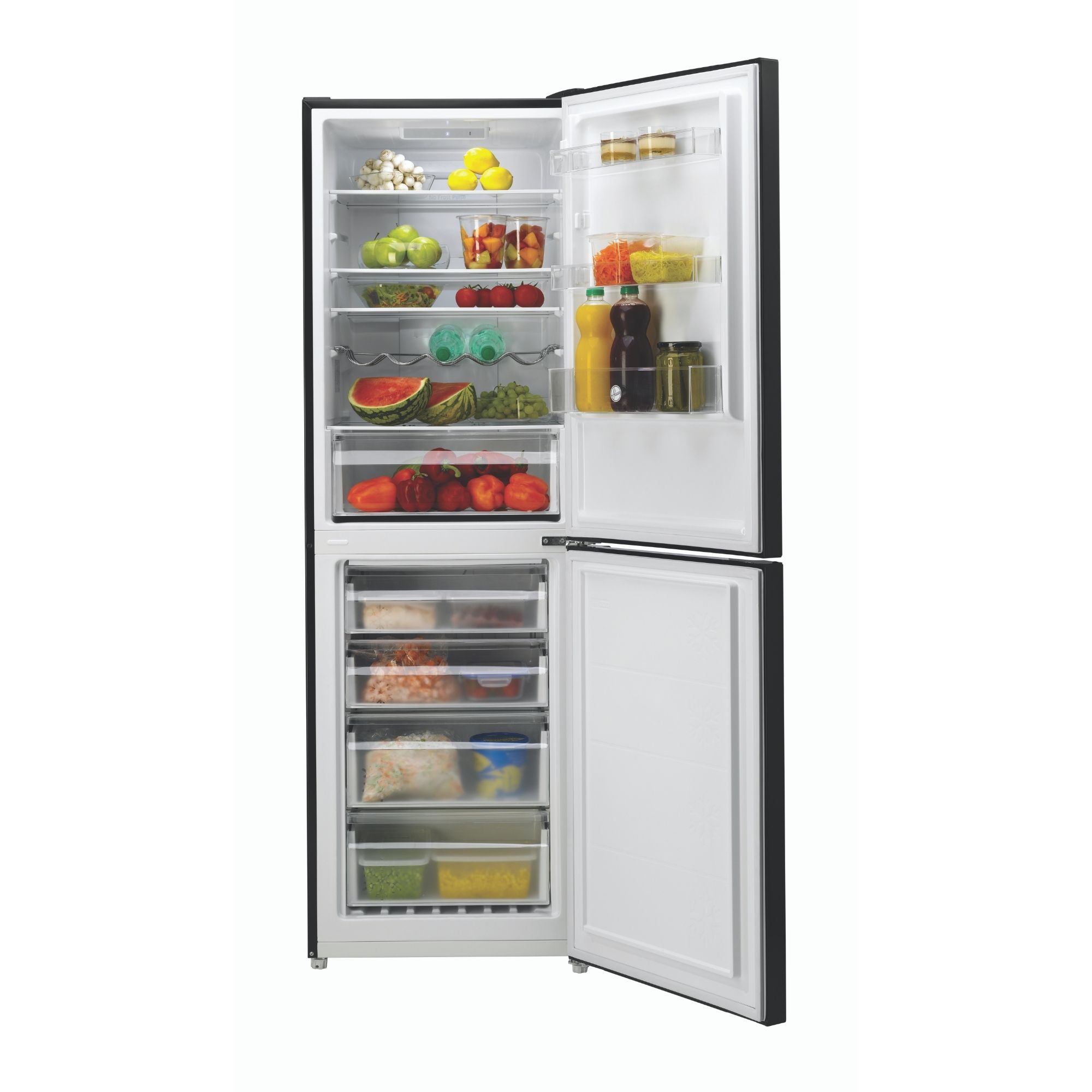 Hoover HMNB6182B5KN 50:50 Classic Freestanding Frost free Fridge freezer - Black metallic effect