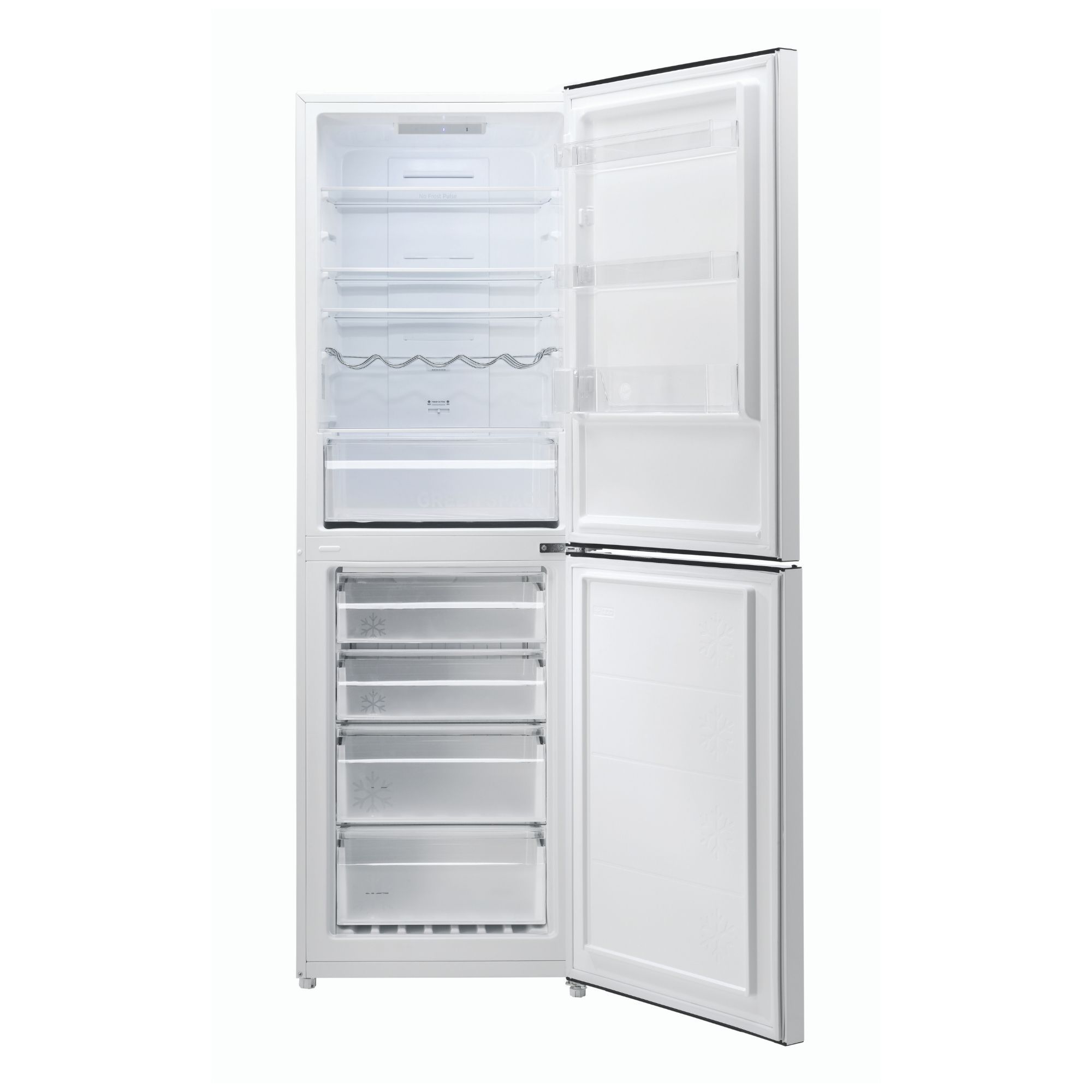 Hoover HMNB6182W5KN 50:50 Classic Freestanding Frost free Fridge freezer - White metallic effect