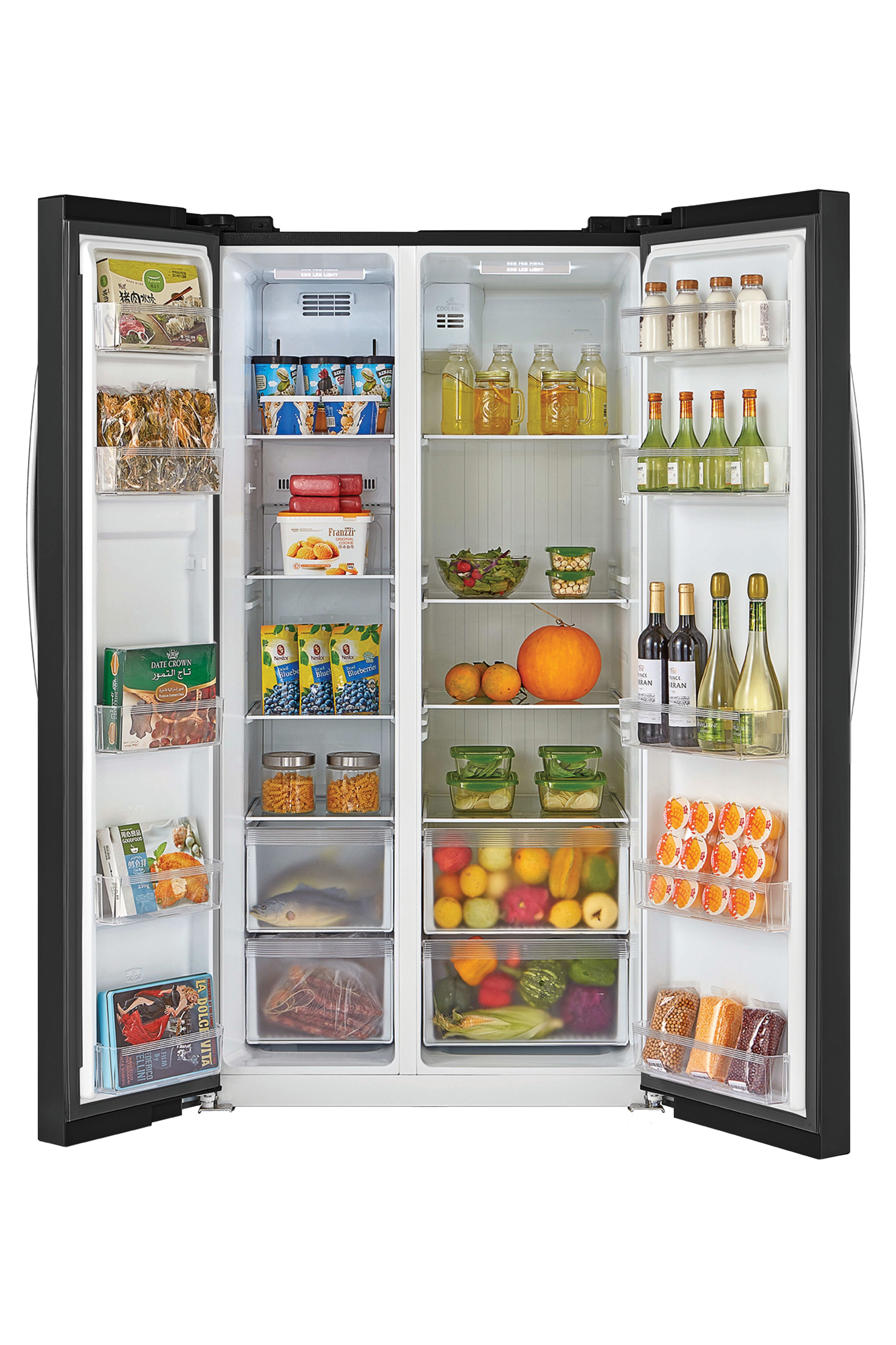 Hoover HSBSF 178MBK American style Freestanding Frost free Fridge freezer - Black