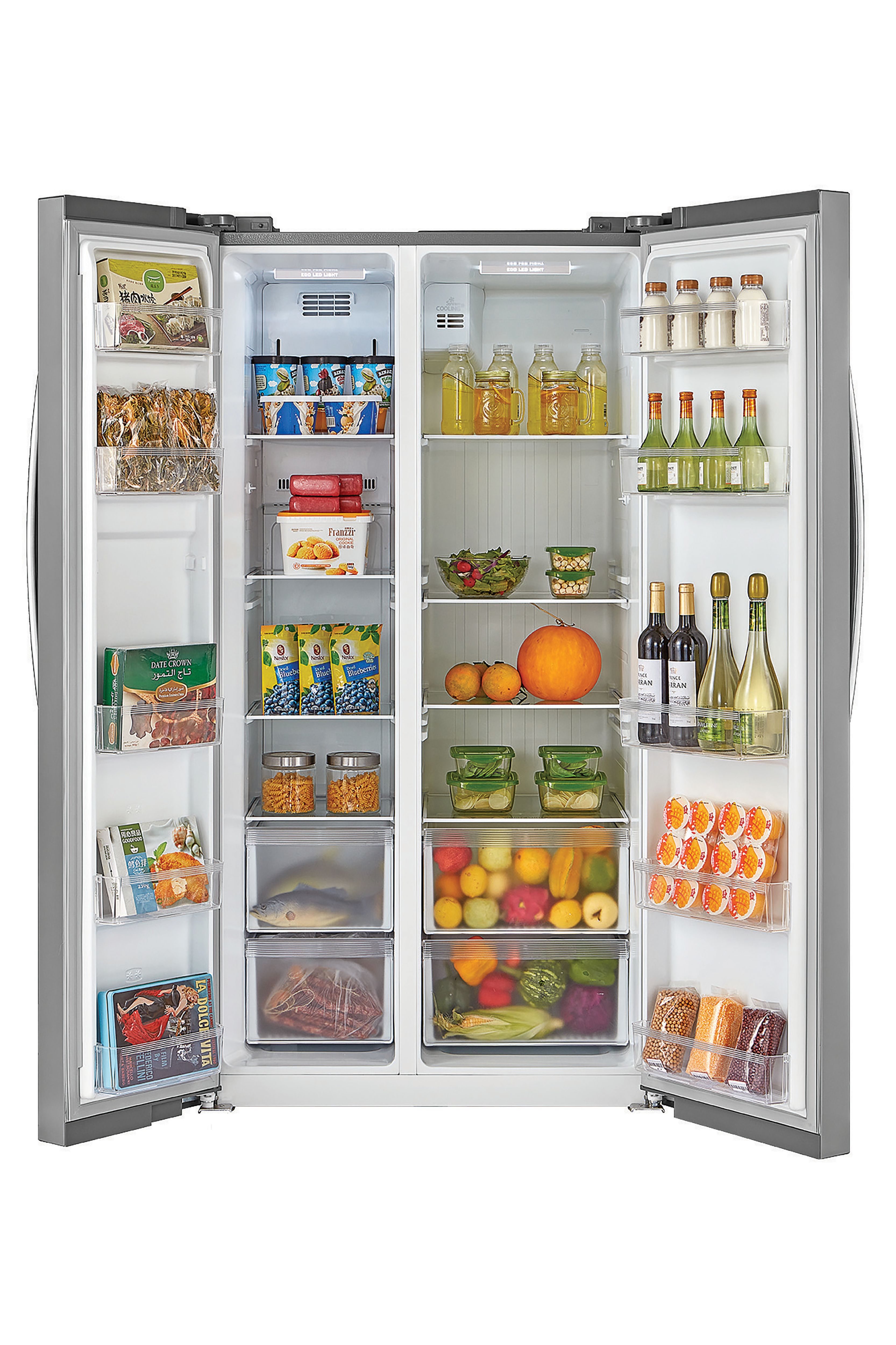 Hoover HSBSF 178MXK American style Freestanding Frost free Fridge freezer - Metallic effect