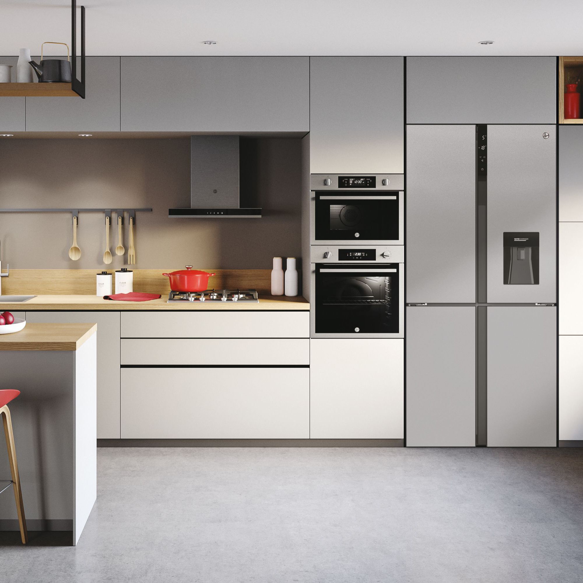 Hoover HSC818FXWDK 70:30 American style Freestanding Frost free Fridge freezer - Silver effect